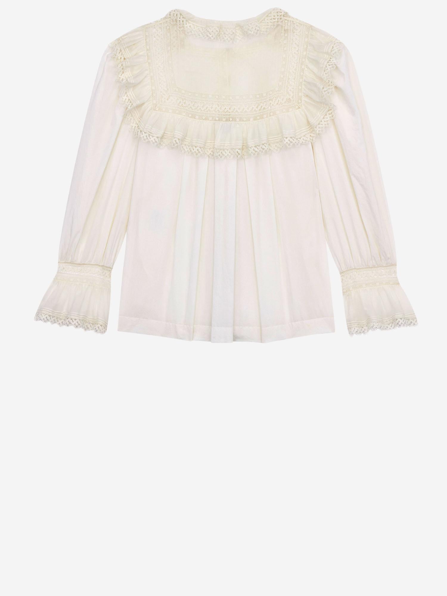 CAMICIA IN VOILE DI COTONE CON RICAMI IN PIZZO 862656 Y2L699601 SAINT LAURENT 