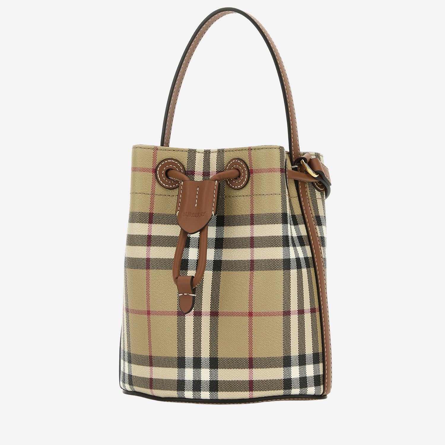 BORSA BUCKET CON MOTIVO CHECK 8109794 VNTGCHKBRIARBROWN BURBERRY 