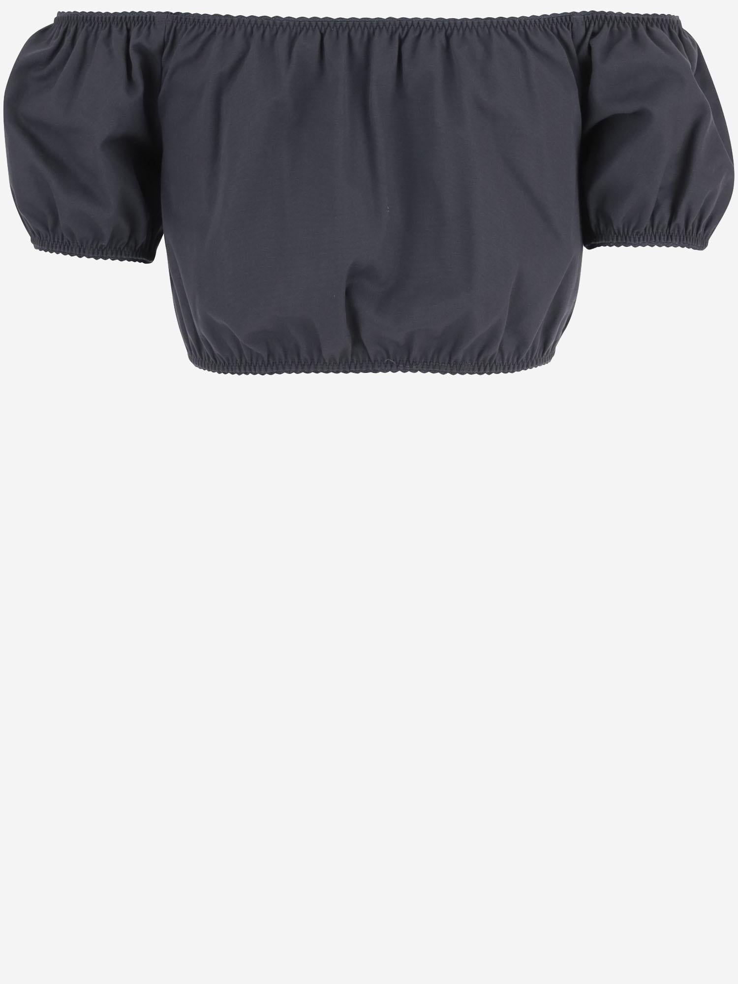 TOP OFF-SHOULDER IN COTONE CON MANICHE AMPIE MT2189 1BMSF0170 MIU MIU 