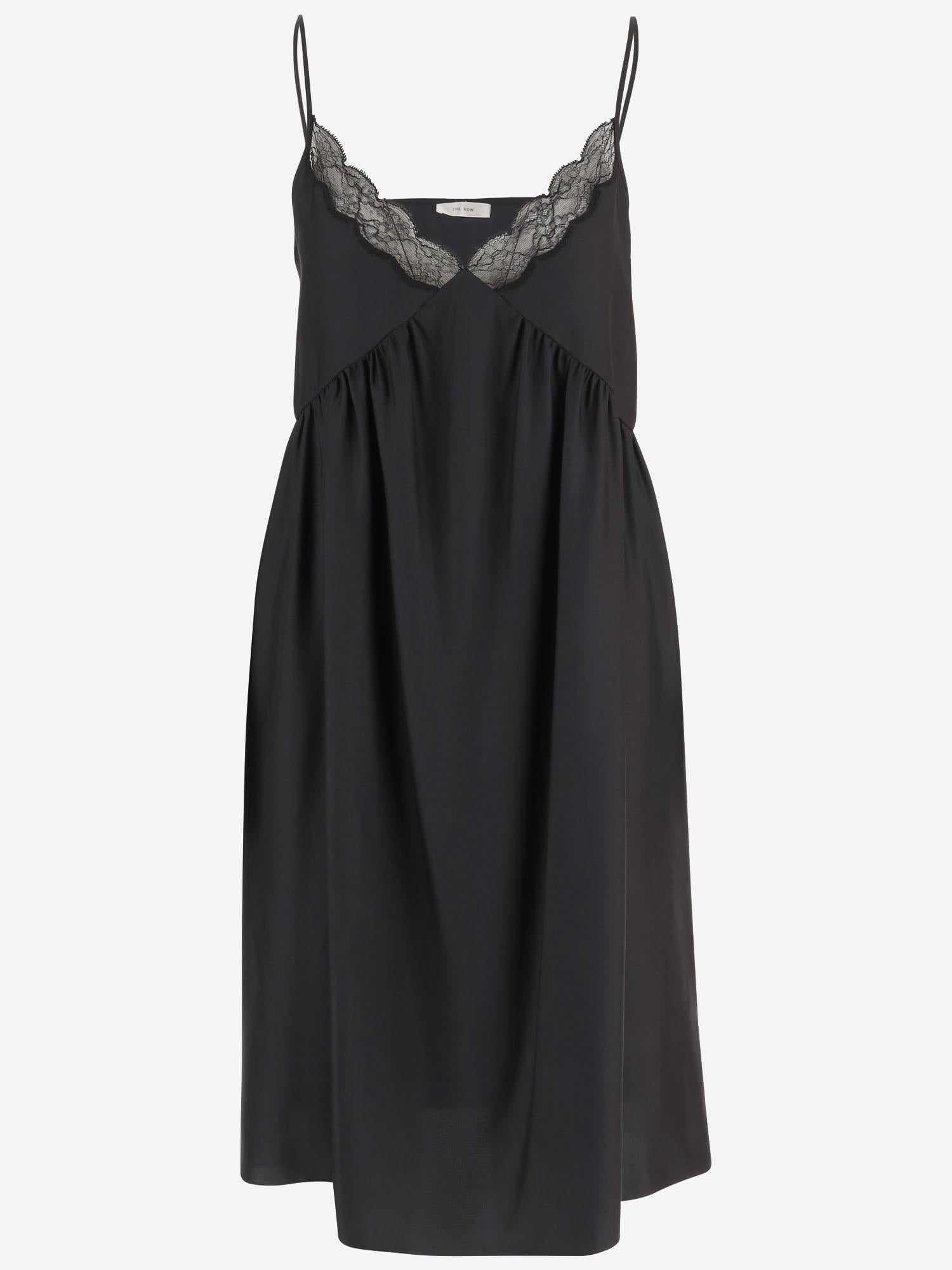 ABITO IN SETA CON DETTAGLIO IN PIZZO 10752W3960 BLK THE ROW 