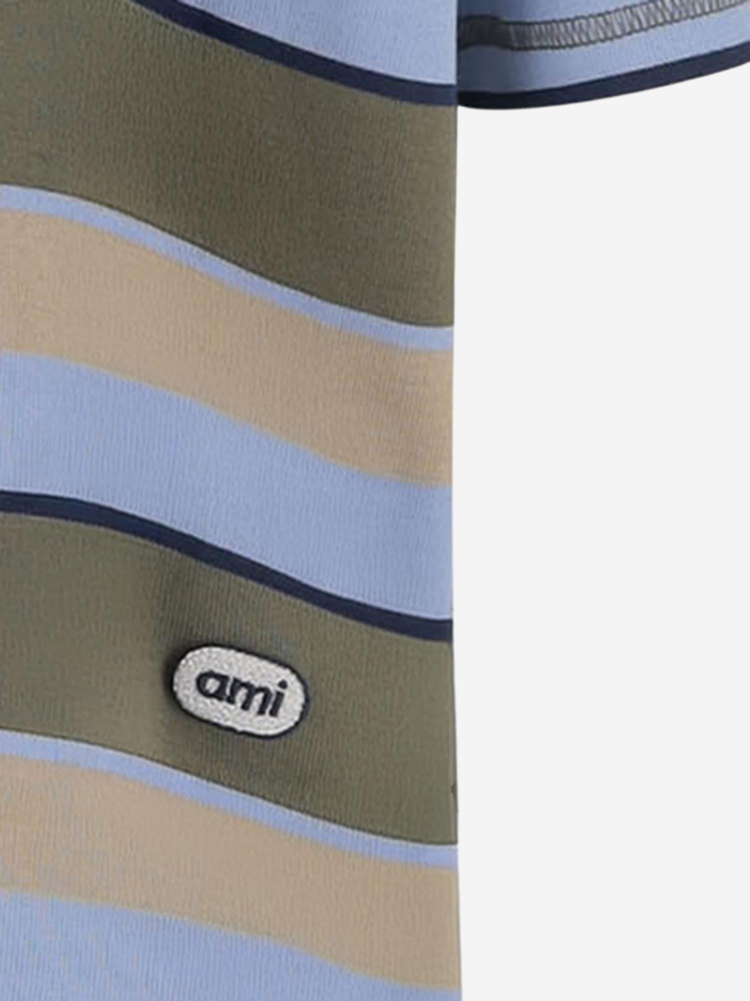 T-SHIRT IN COTONE STRETCH A RIGHE UTS369JE0209 A073 AMI 