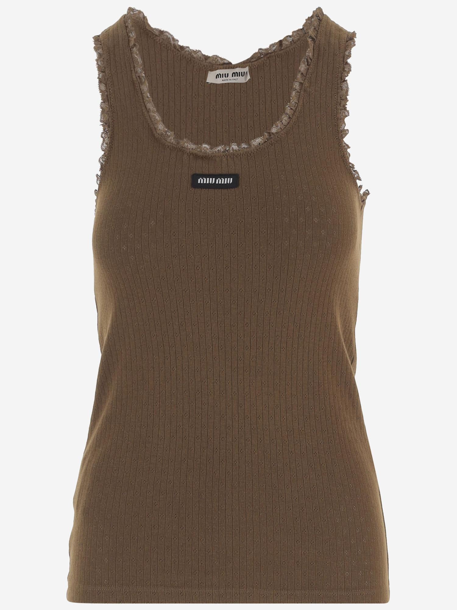 CANOTTA IN COTONE CON LOGO MT2205 19DFF0324 MIU MIU 