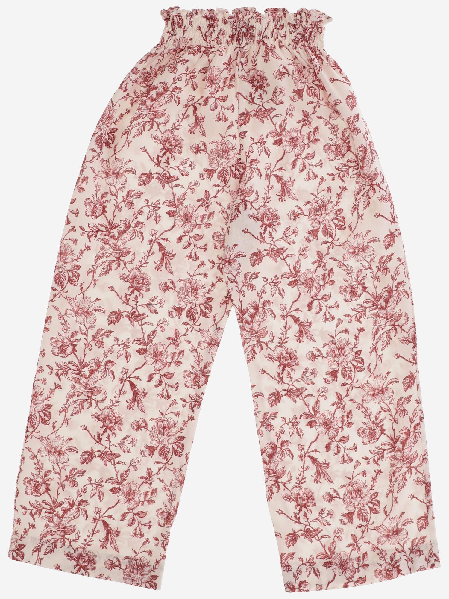 PANTALONI IN MISTO LINO CON MOTIVO FLOREALE 04618057 110 BABE & TESS KIDS 