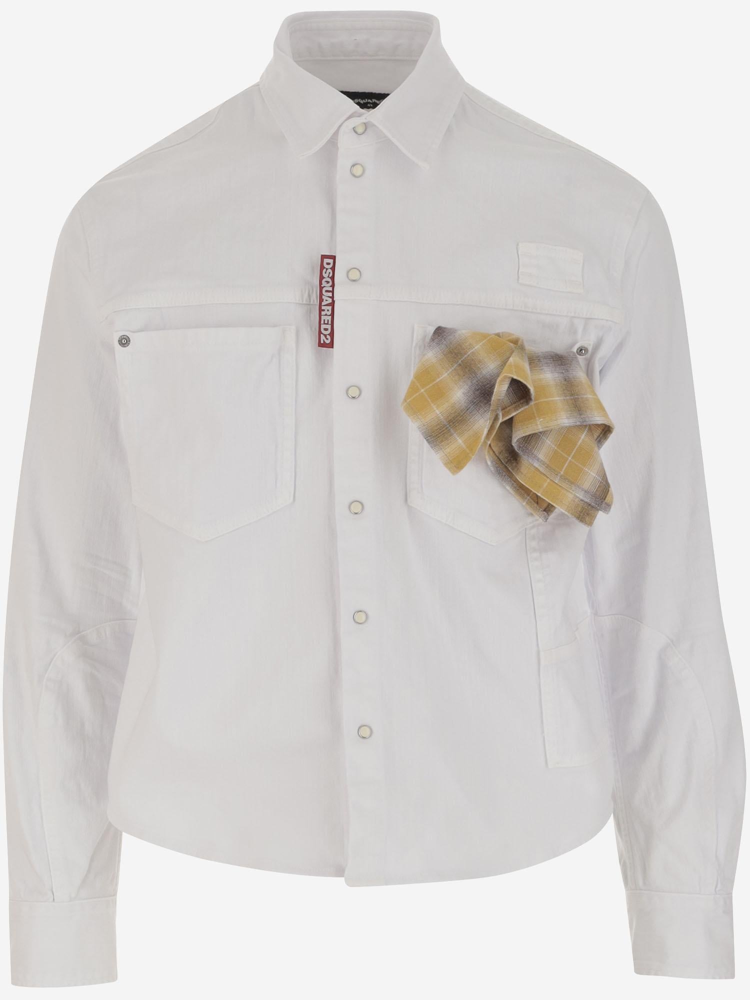 CAMICIA IN COTONE STRETCH CON LOGO S74DM0921 S39781100 DSQUARED2 