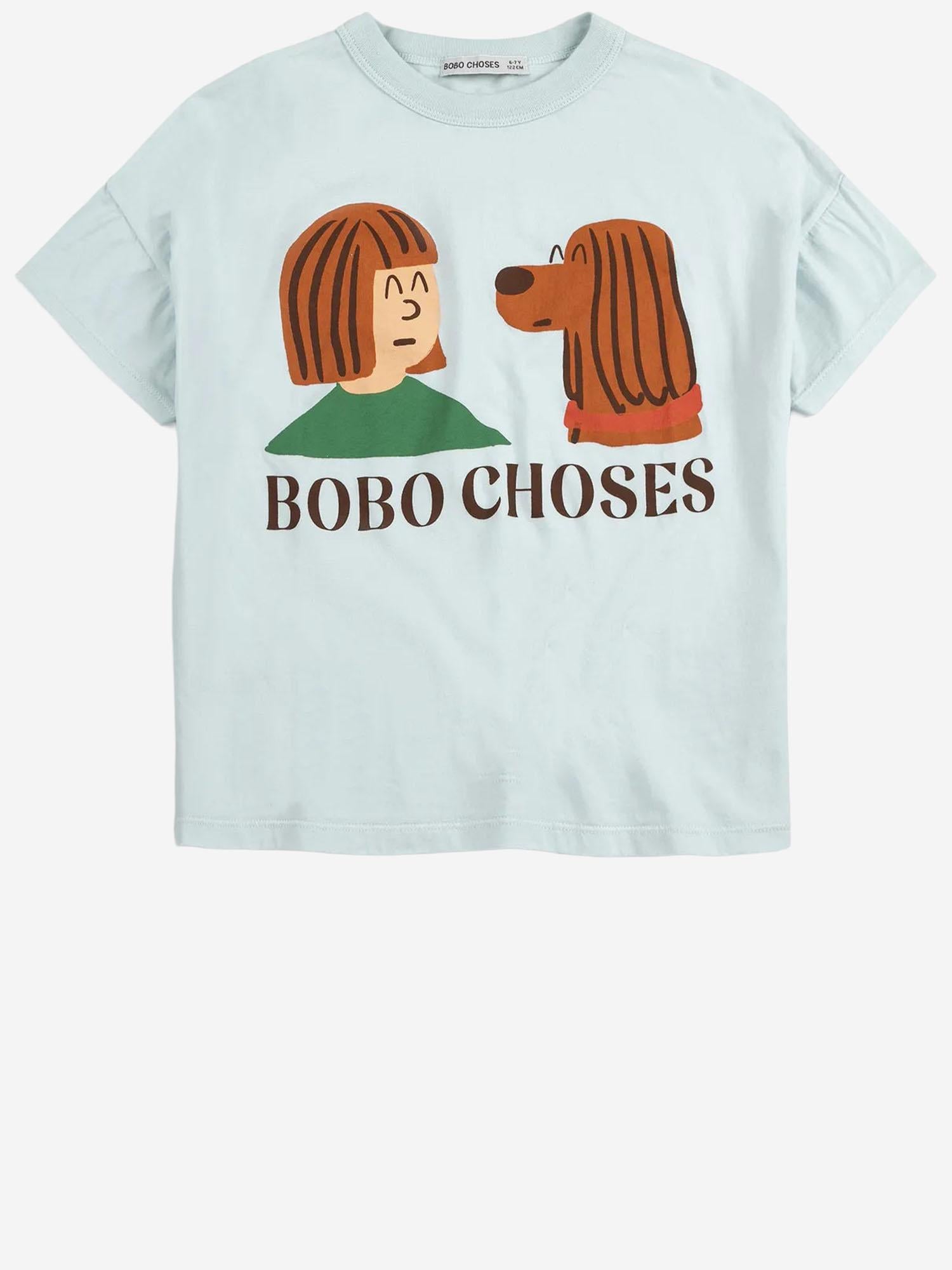 T-SHIRT IN COTONE CON LOGO B126AC011 LIGHTBLUE BOBO CHOSES KIDS 