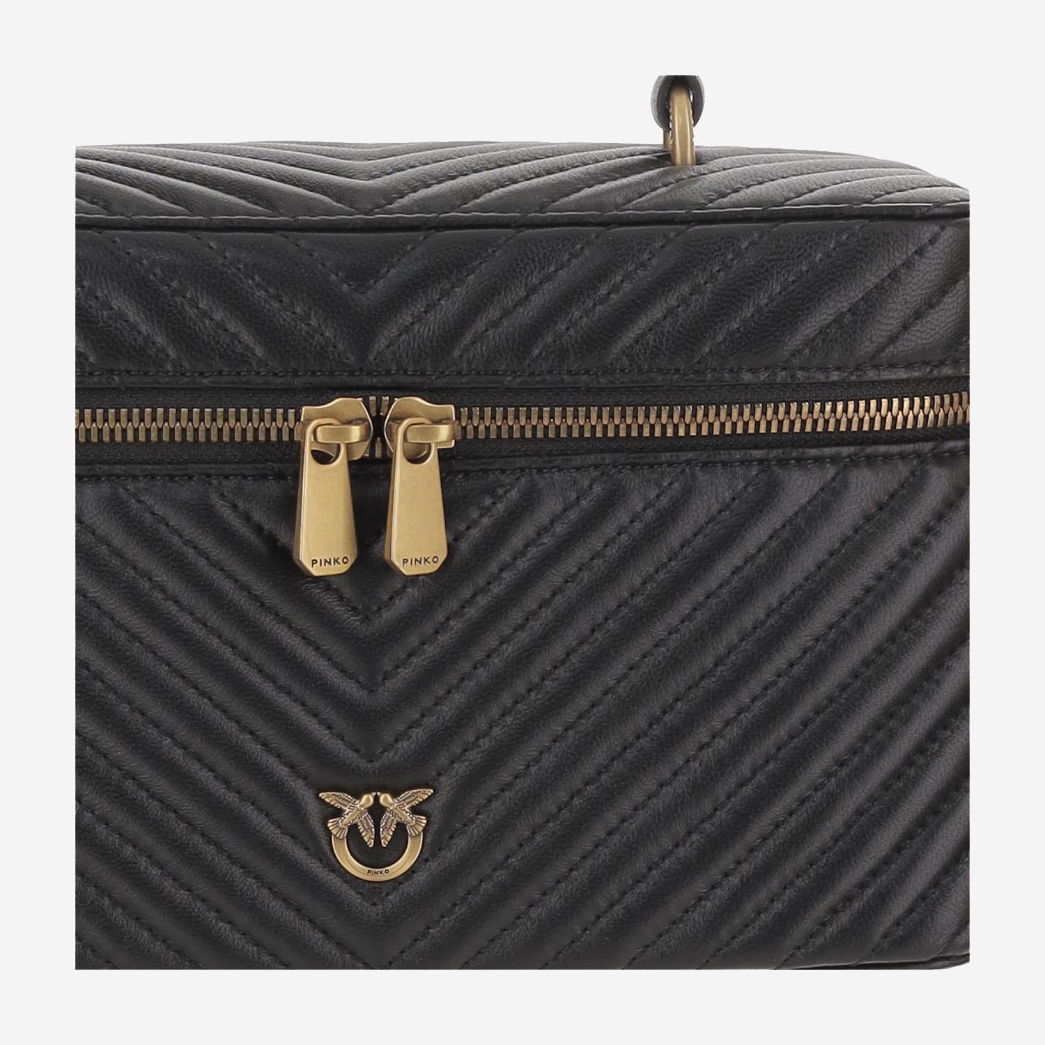 BORSA VANITY IN PELLE CON MOTIVO TRAPUNTATO 106348 A0GKZ99Q PINKO 