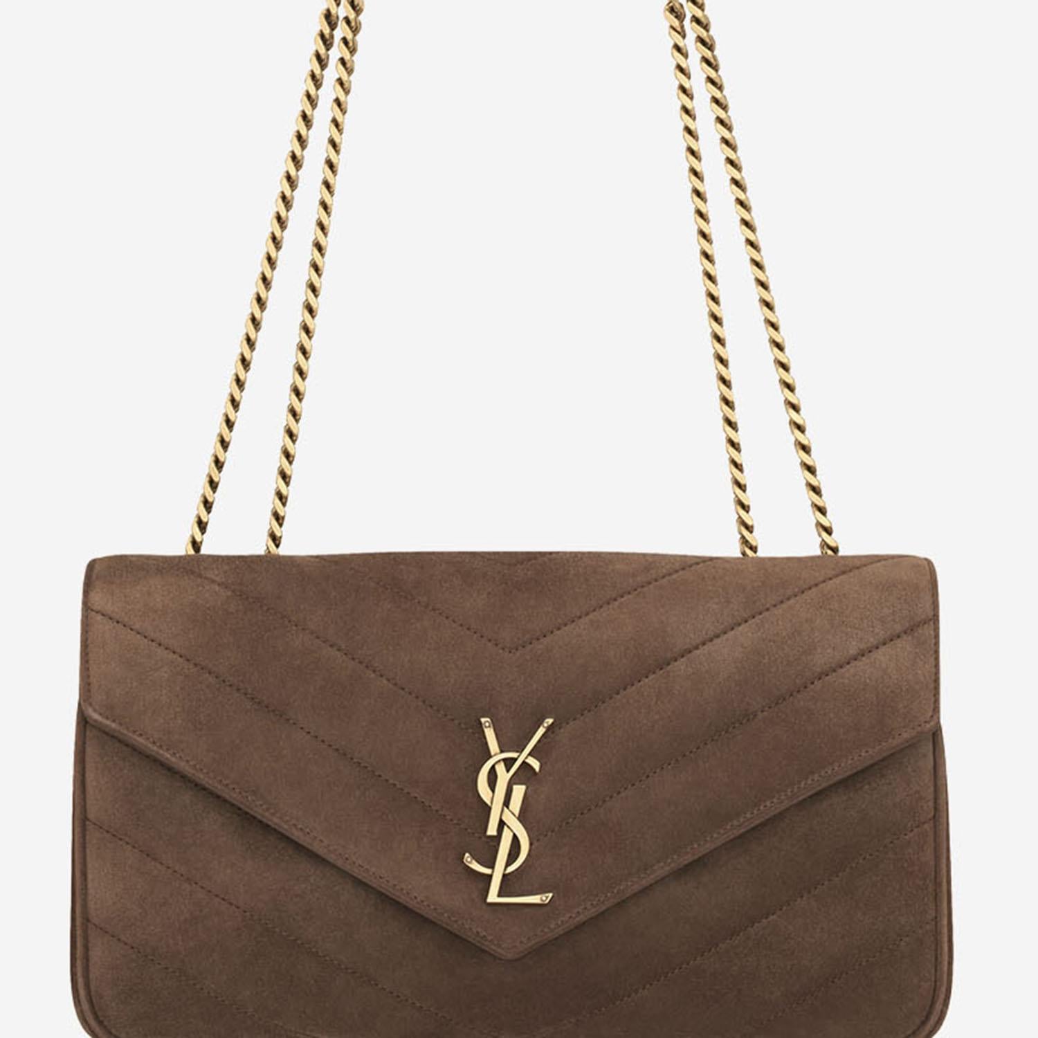 BORSA LOULOU MEDIA IN MATELASSÉ SUEDE 801439 AAEY62358 SAINT LAURENT 