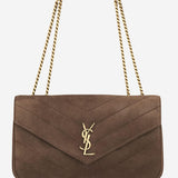 BORSA LOULOU MEDIA IN MATELASSÉ SUEDE 801439 AAEY62358 SAINT LAURENT 