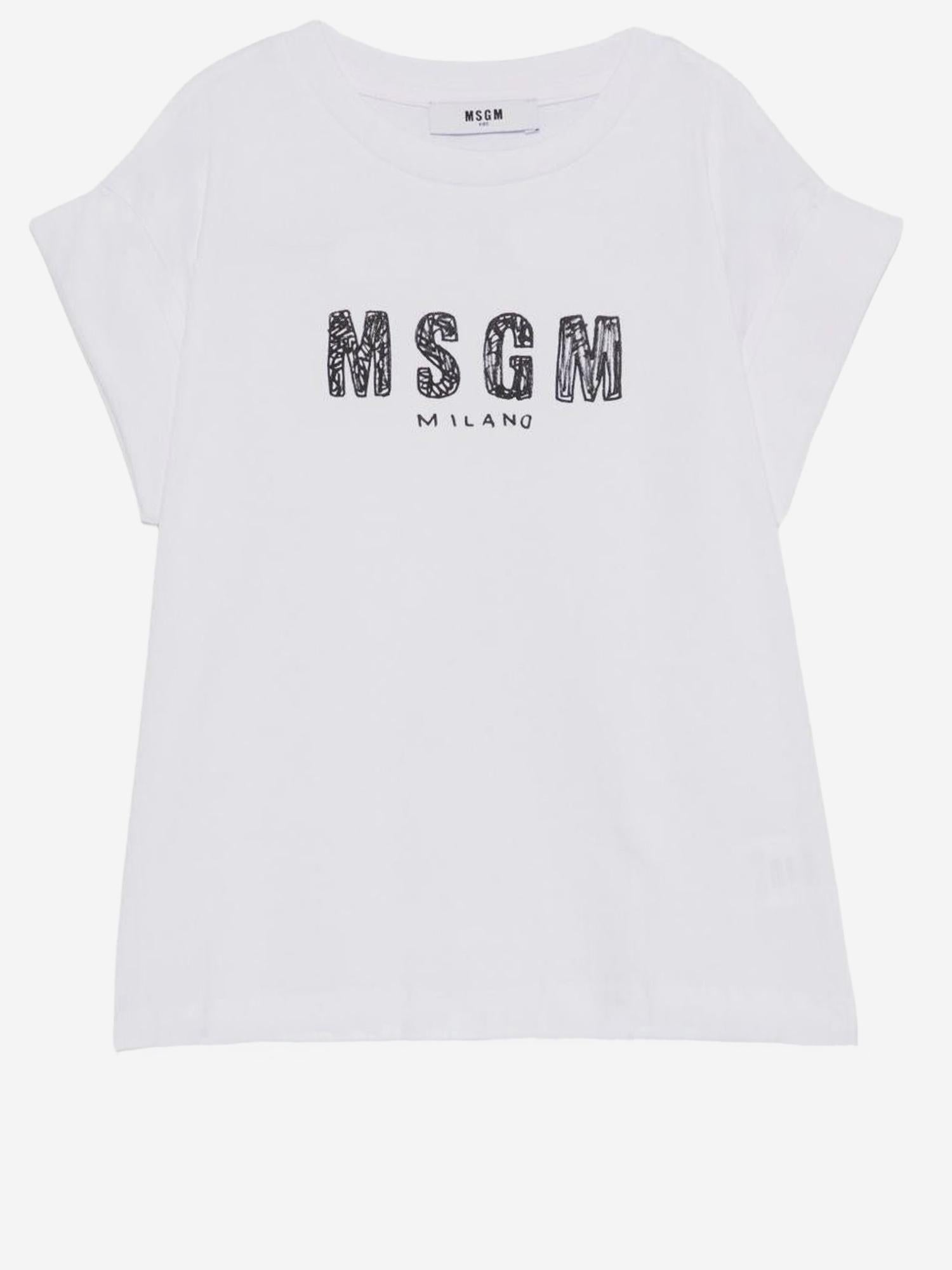 T-SHIRT IN COTONE CON LOGO S6MSJGTH070 001 MSGM KIDS 