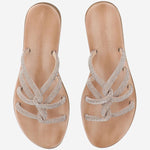 SANDALI IN PELLE CON STRASS TASO ROSE GOLD KIMA 