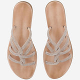 SANDALI IN PELLE CON STRASS TASO ROSE GOLD KIMA 
