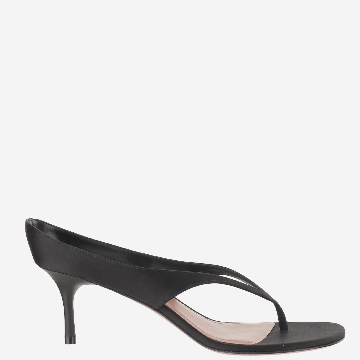 SANDALI ALEXANDRA IN RASO ALEXANDRATHONGSLIPPER 60BLACK AMINA MUADDI 