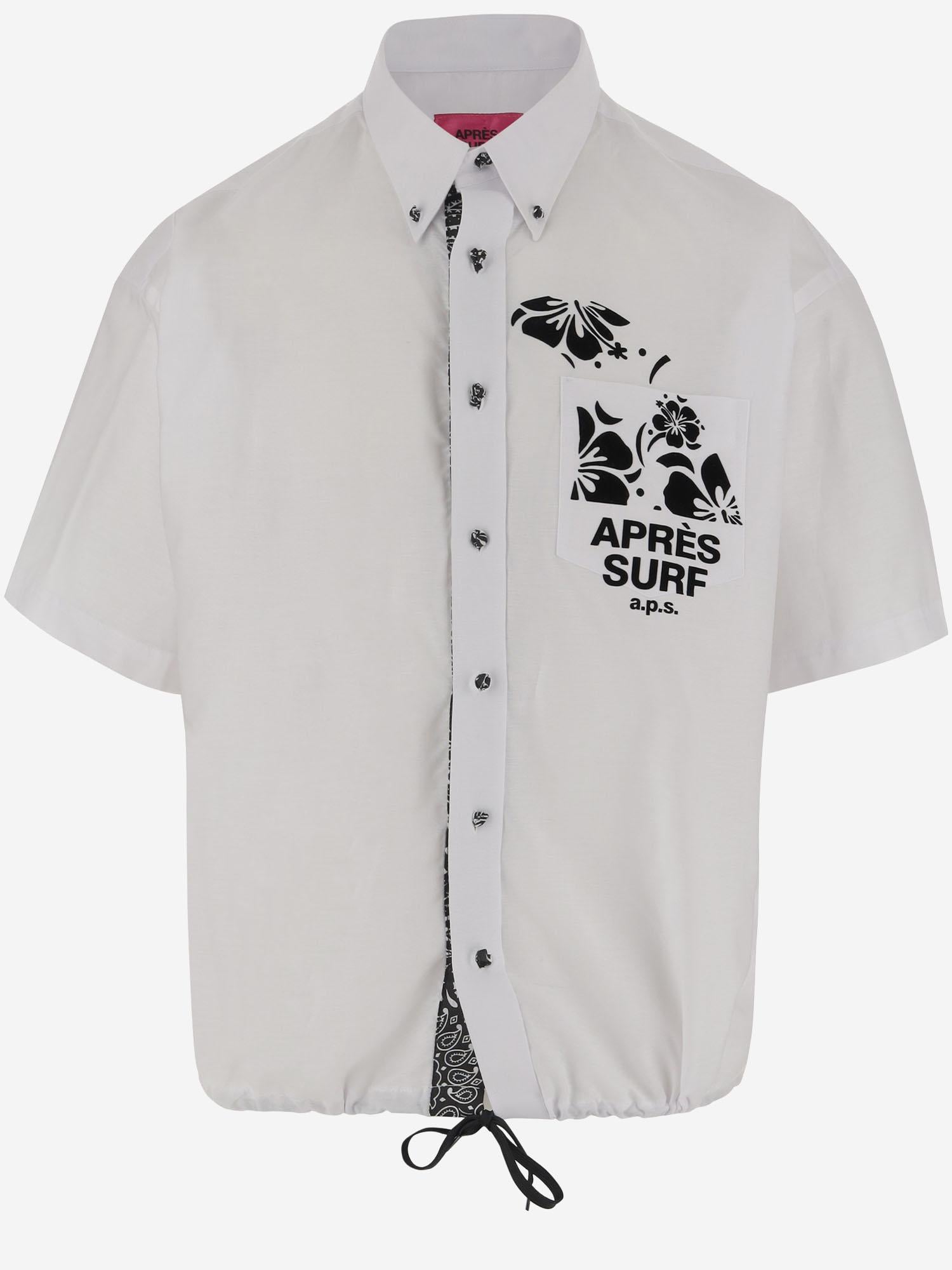 CAMICIA IN MISTO COTONE CON STAMPA LOGO JORDAN WHITE APRES SURF 