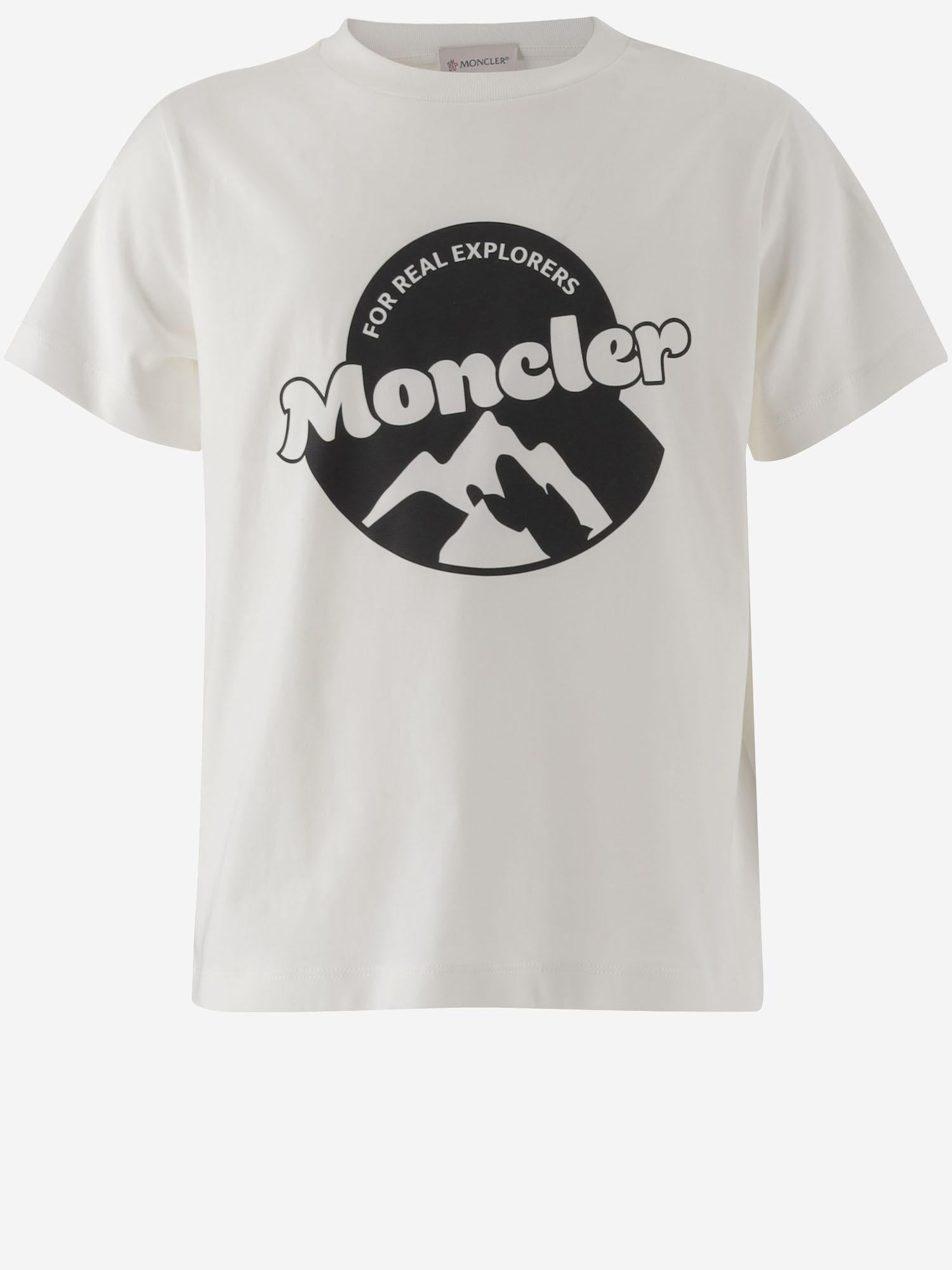 T-shirt in cotone con logo 8C0002589AFV 034 MONCLER ENFANTS 