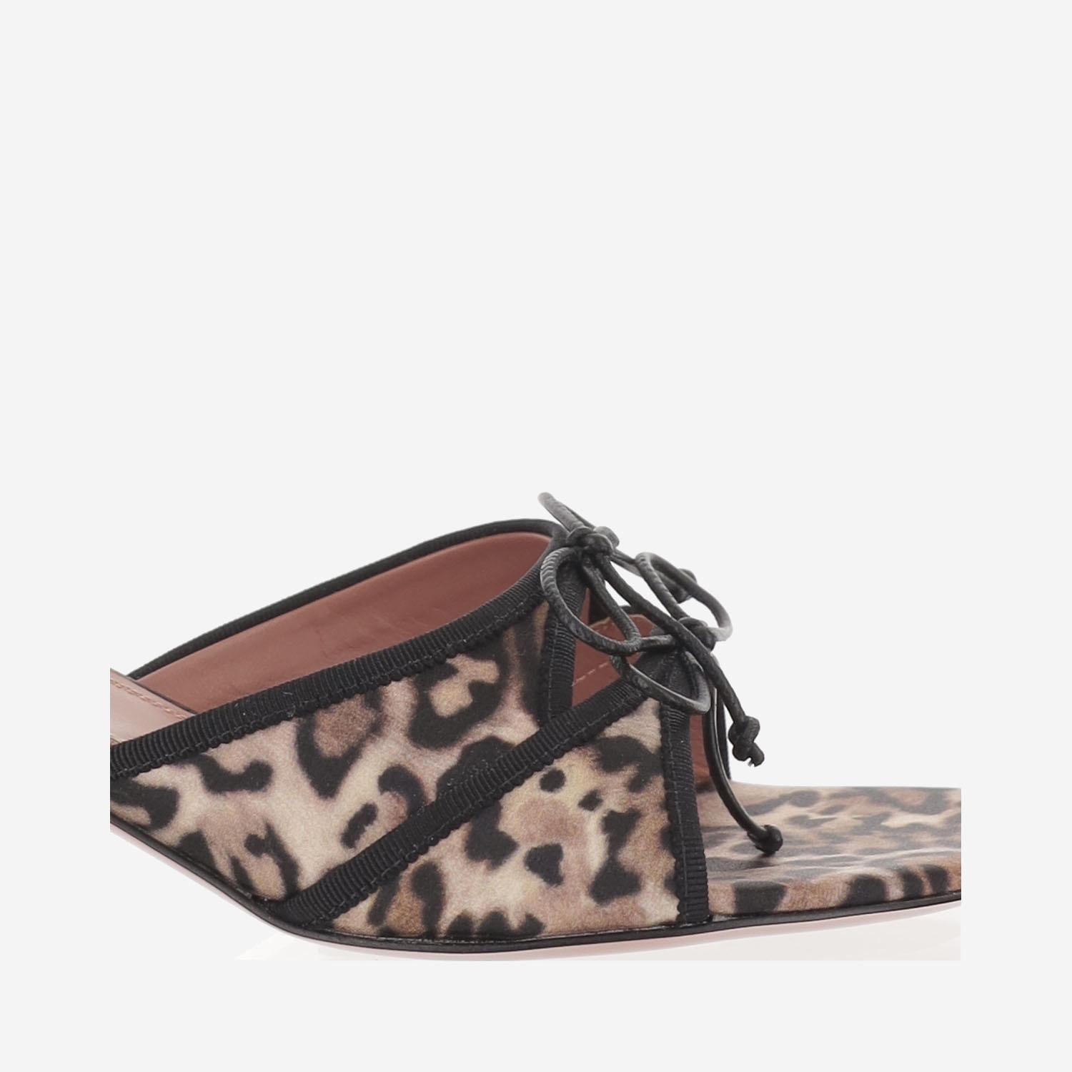 SLIPPER ELEONORA IN SETA ELEONORASLIPPER 45LEOPARDBLACK AMINA MUADDI 