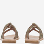 SANDALI IN PELLE CON STRASS TASO BRONZO KIMA 