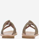 SANDALI IN PELLE CON STRASS TASO BRONZO KIMA 
