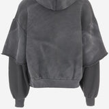 FELPA CON CAPPUCCIO IN COTONE E MANICHE A STRATI I002  CULTURA 