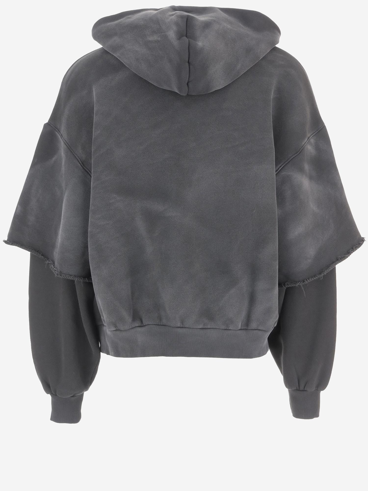 FELPA CON CAPPUCCIO IN COTONE E MANICHE A STRATI I002  CULTURA 