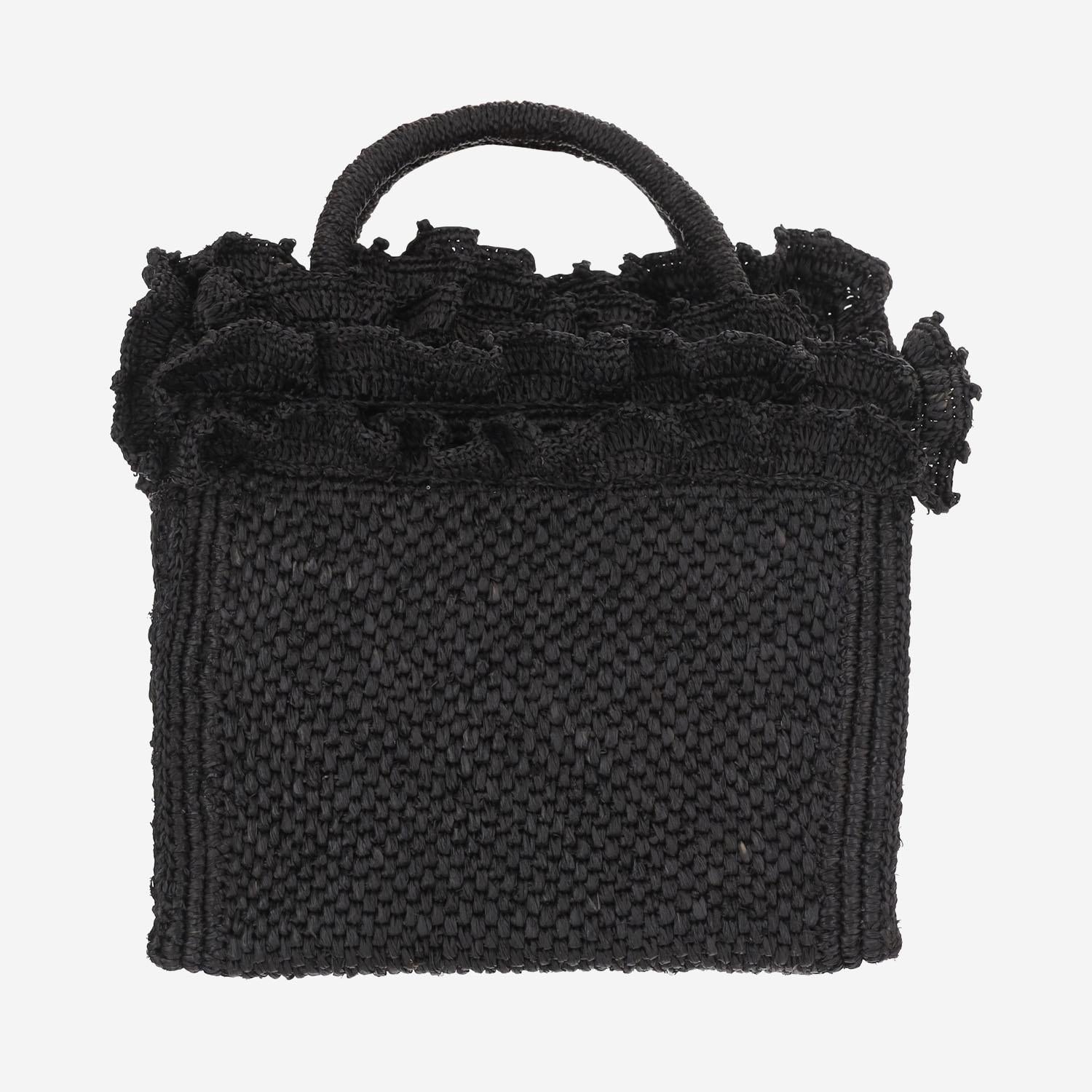 BORSA TOTE IN RAFIA E COTONE LAGUNA BLACK IBELIV 