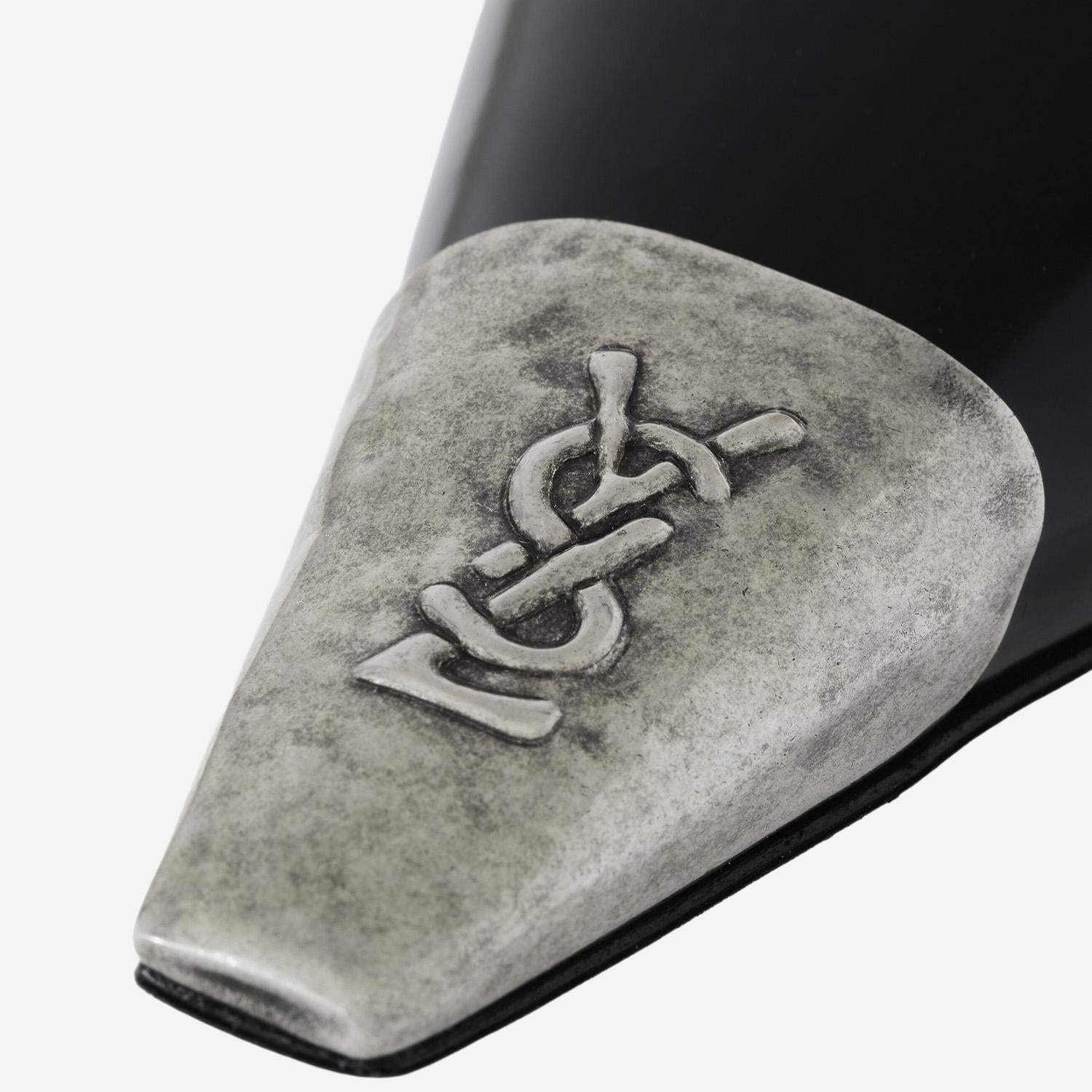 DÉCOLLETÉ APERTE SUL RETRO JEANNE IN PELLE LUCIDA 853184 AAFAN1000 SAINT LAURENT 