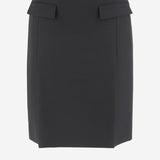 GONNA IN VISCOSA E LANA CON DOPPIO SPACCO 13H670 006NERONERO SALVATORE FERRAGAMO 
