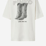 T-SHIRT IN COTONE CON STAMPA LOGO 106872 A3B3Z05 PINKO 