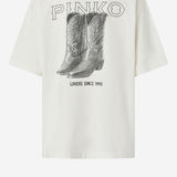 T-SHIRT IN COTONE CON STAMPA LOGO 106872 A3B3Z05 PINKO 