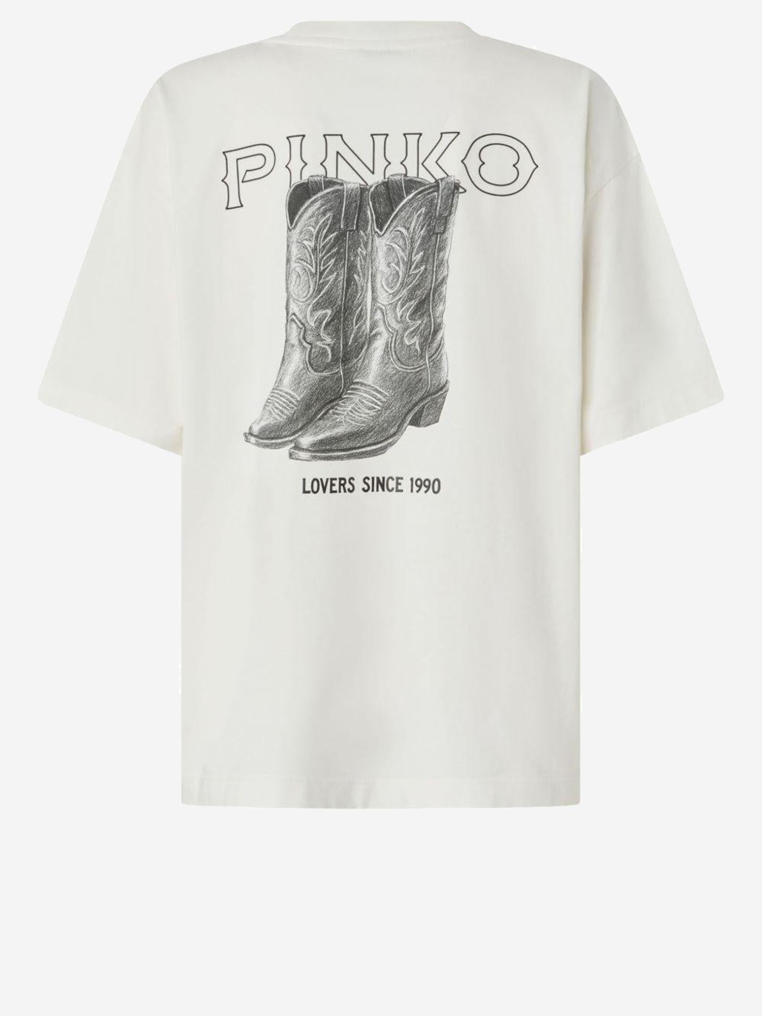 T-SHIRT IN COTONE CON STAMPA LOGO 106872 A3B3Z05 PINKO 