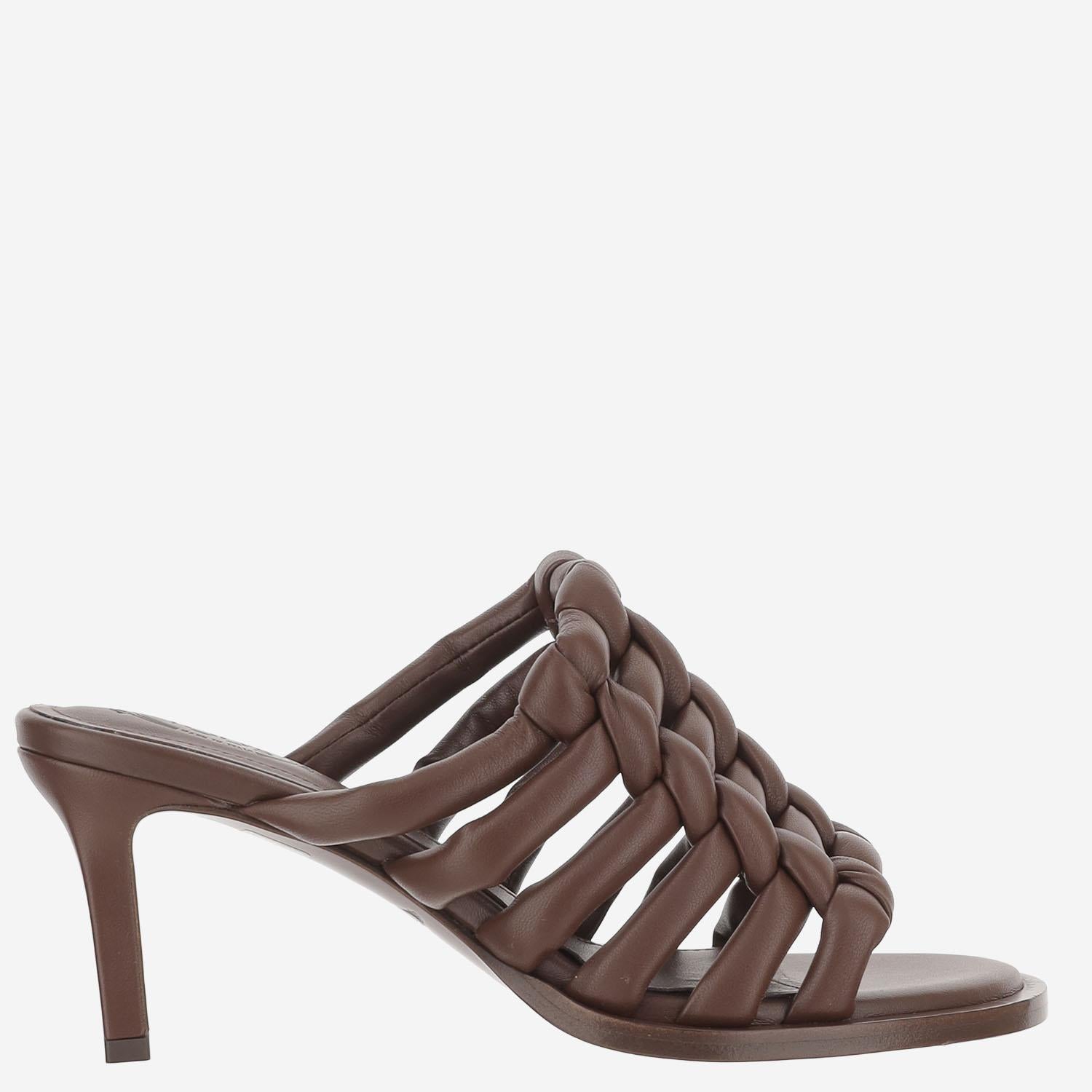 SANDALI IN PELLE INTRECCIATA CON TACCO MEDIO XXW52L0KE00U1O S202 TODS 