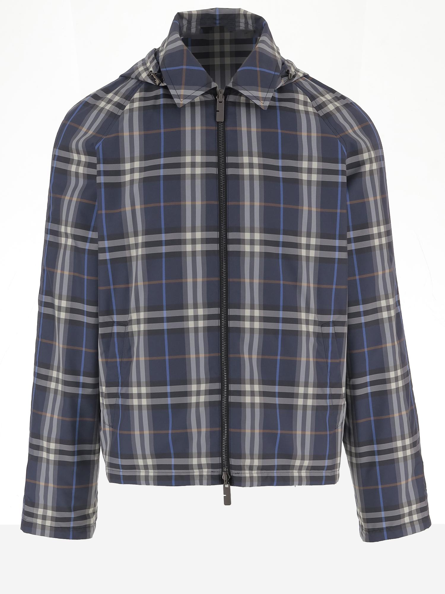 GIACCA REVERSIBILE IN COTONE CHECK 8118012 SILHOUETTEBLUE BURBERRY 