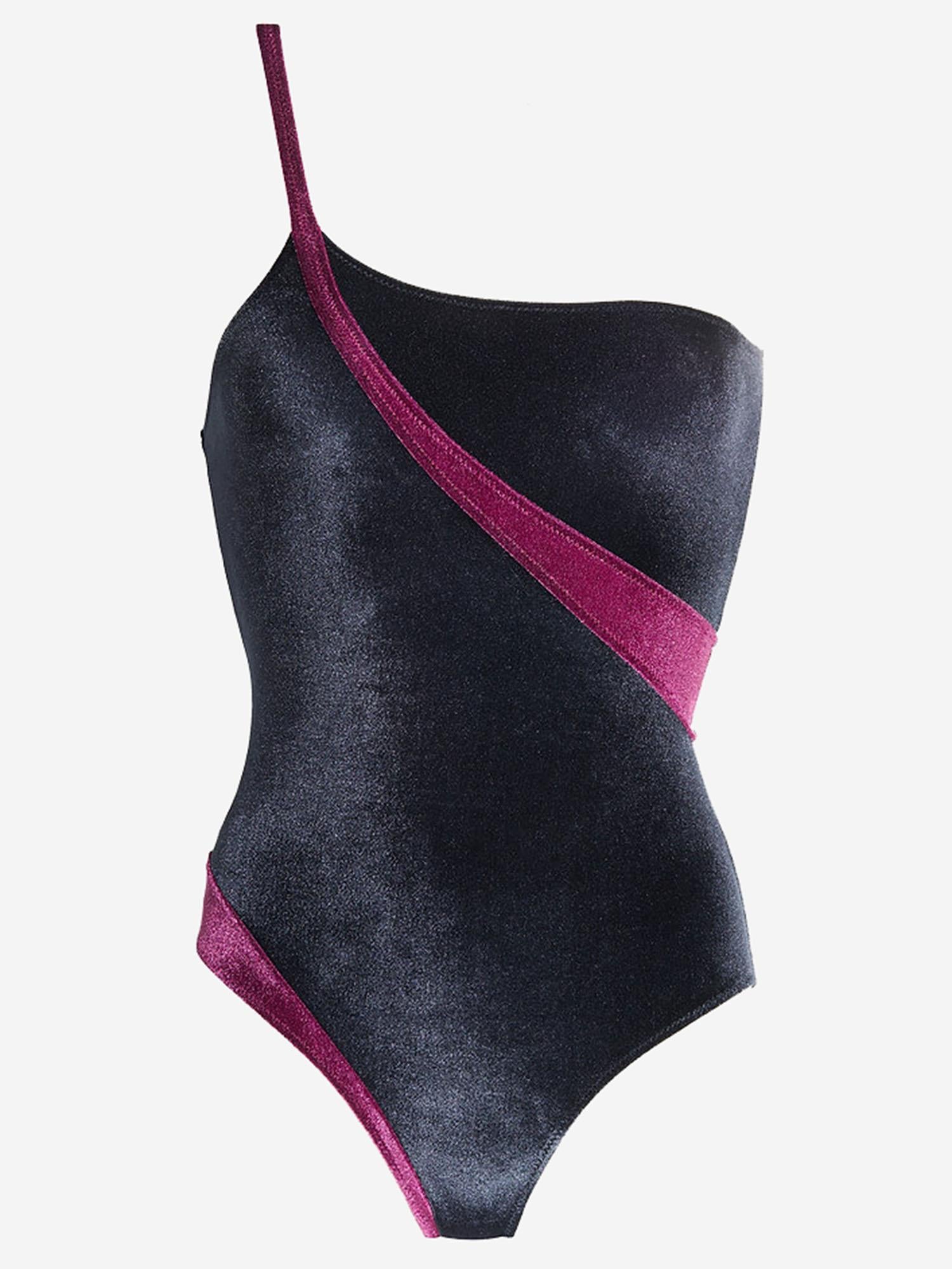 COSTUME DA BAGNO INTERO ROBBI CON MOTIVO COLOR-BLOCK ROBBIVELVET NEROBORDEAUX VVIDI 