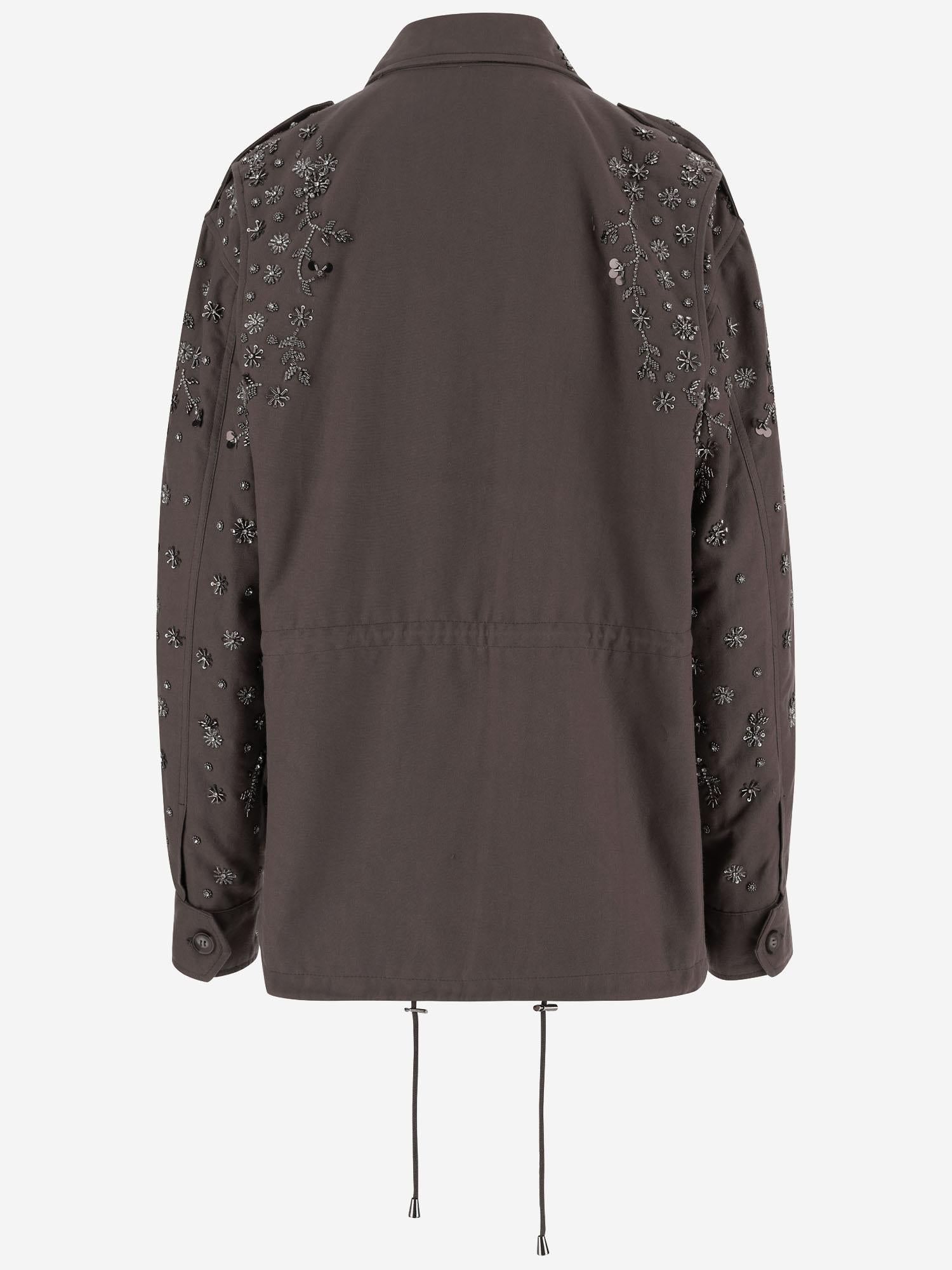 GIACCA IN COTONE RICAMATA CON APPLICAZIONI LUCIABRIGHT MOKKA NOVELLE 