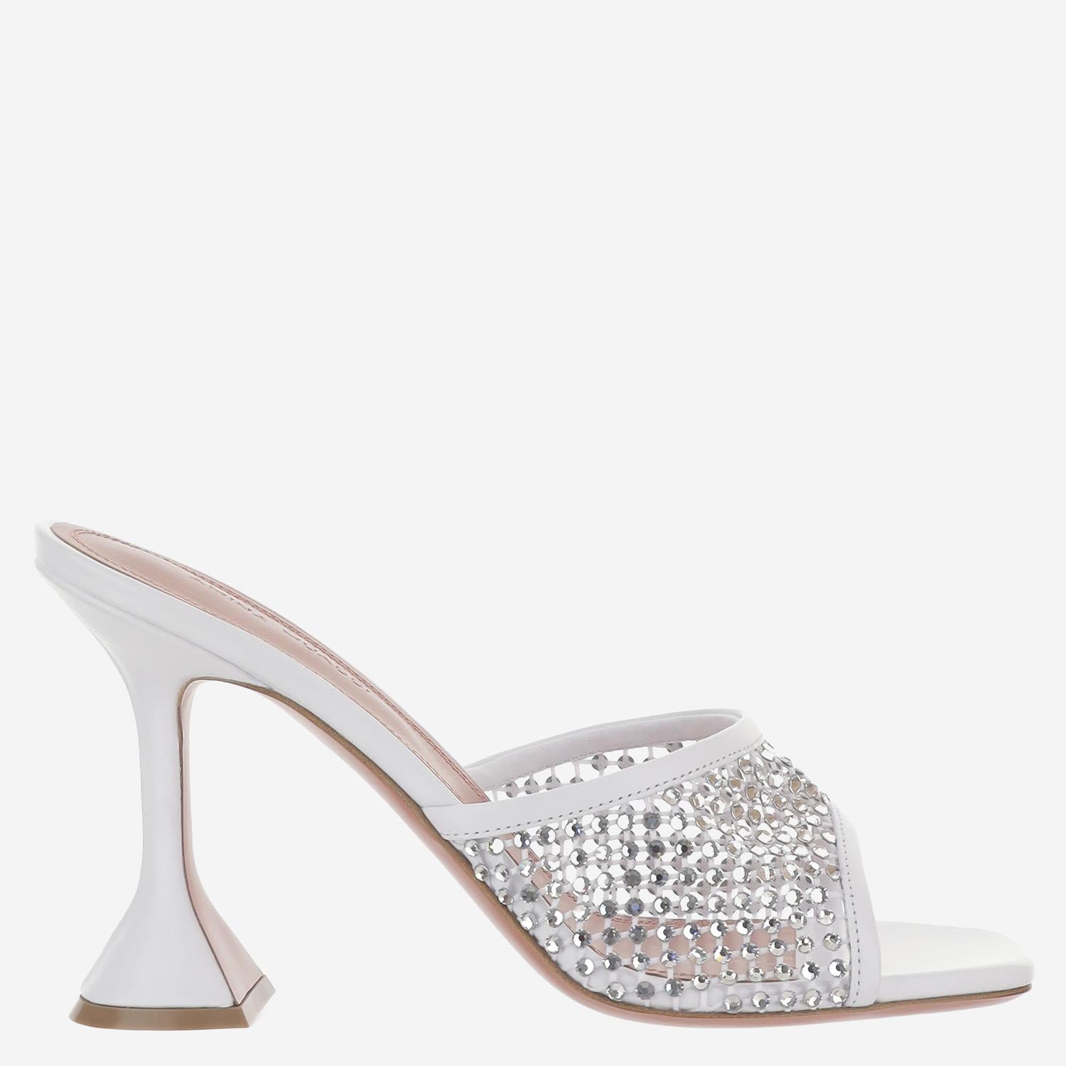SANDALI LUPITA CRYSTAL LUPITACRYSTALNETSLIPPER 95WHITE AMINA MUADDI 