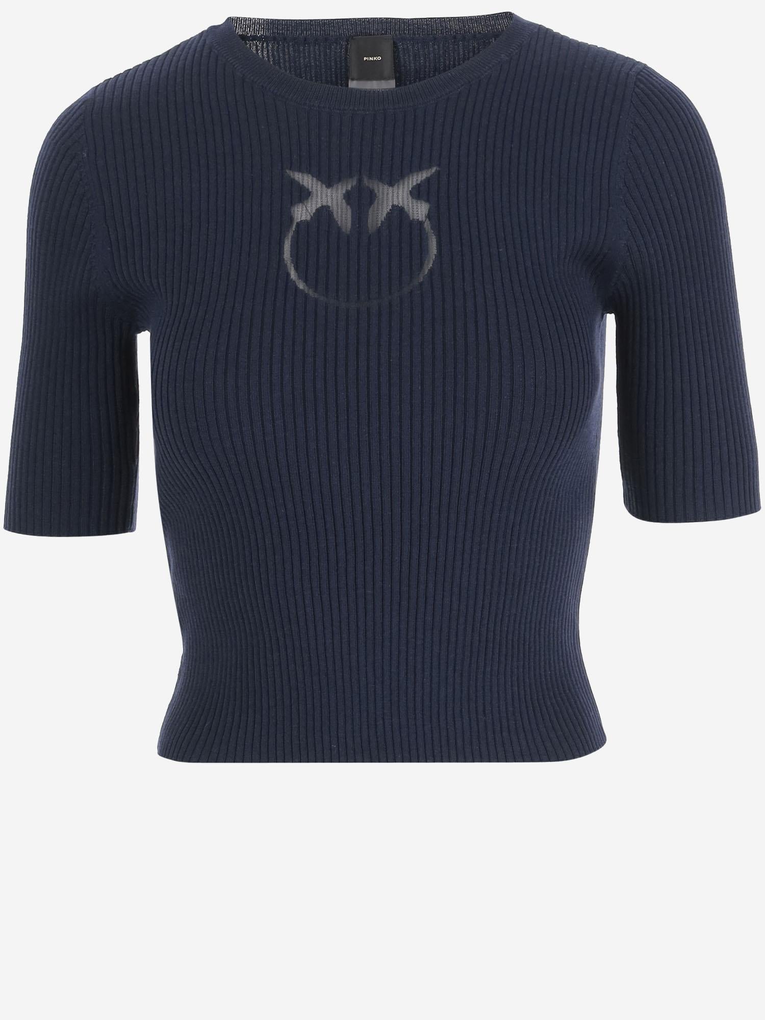 CROP TOP IN SETA E COTONE CON LOGO 102017 A1KWF92 PINKO 