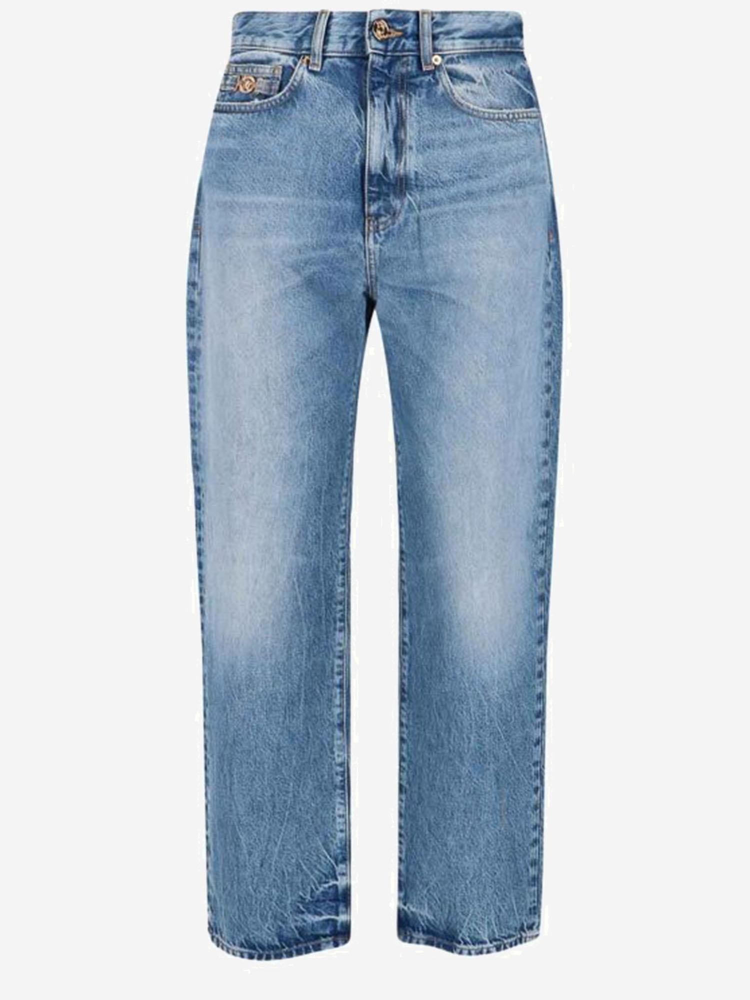 JEANS IN COTONE CON DETTAGLIO LOGO 1020576 1A163861D190 VERSACE 