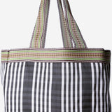 BORSA SHOPPING CON MOTIVO A RIGHE AU820993 08BLACK/WHITE EJA 