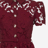 ABITO IN PIZZO FLOREALE CON MANICHE A SBUFFO PF25112SBU BURGUNDY SELF PORTRAIT 