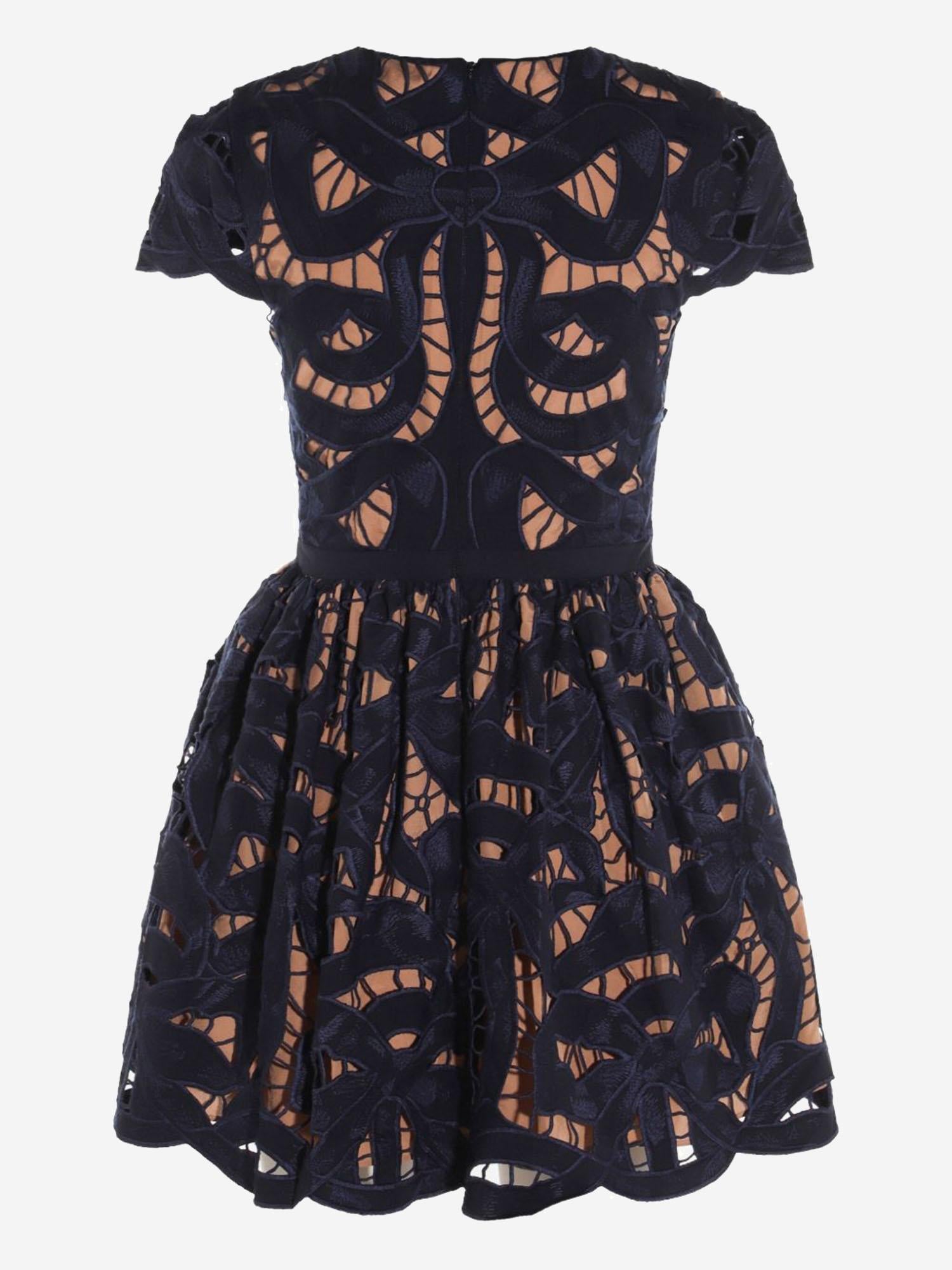 ABITO IN COTONE CON RICAMI PF25013SBL BLUE SELF PORTRAIT 