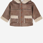 GIACCA CON CAPPUCCIO E FODERA IN PELLICCIA SINTETICA 25W229 BROWN 1+ IN THE FAMILY KIDS 
