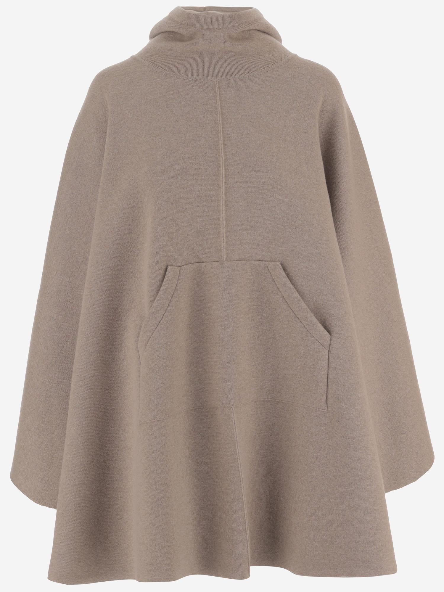 CAPPA IN MISTO CASHMERE CON TASCA A MARSUPIO 843523 V33N09713 BOTTEGA VENETA 