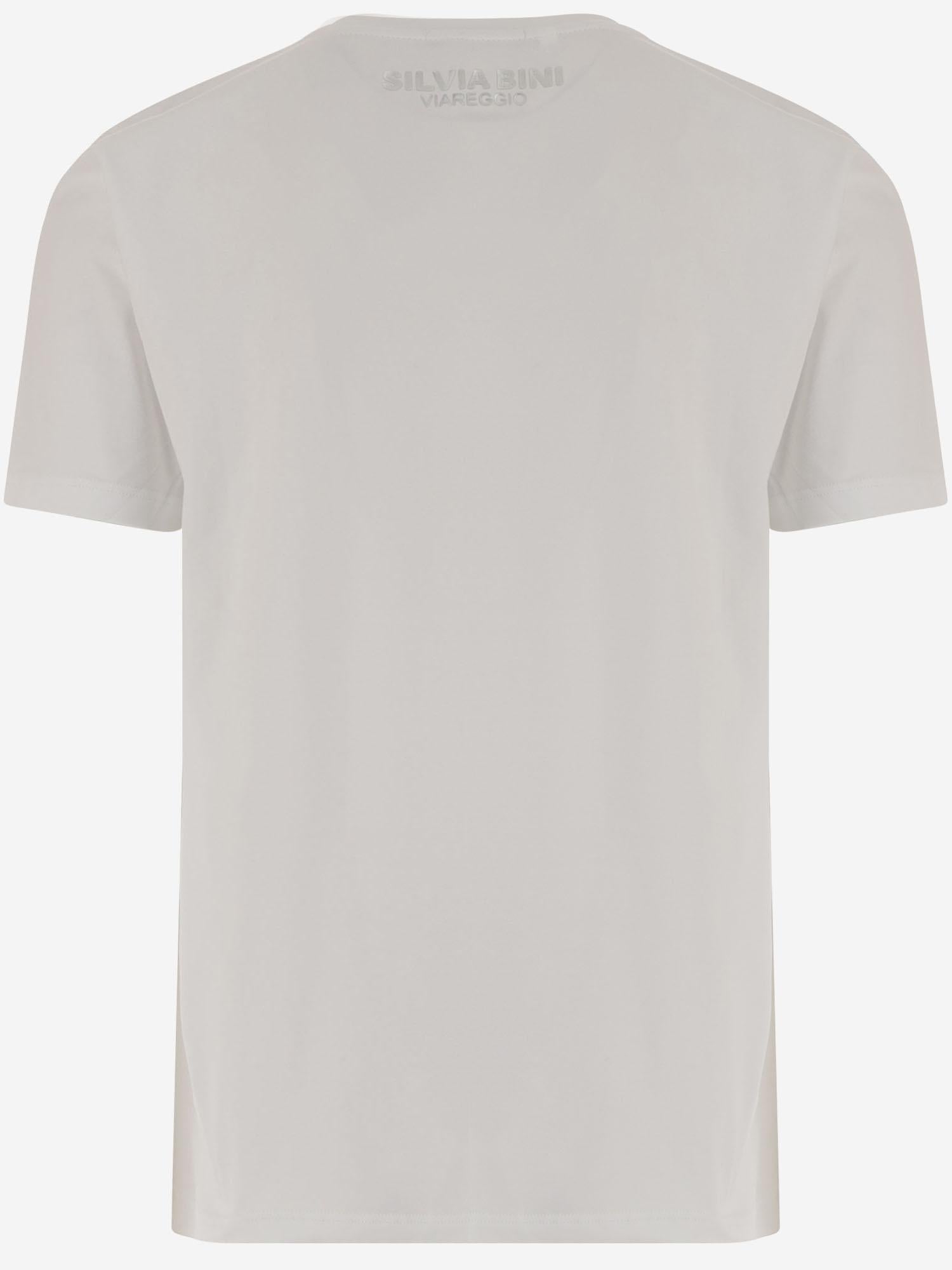 T-SHIRT FOLLOWING YONDER STAR<BR/>IN COTONE STRETCH BIANCO SILVER BINI SILVIA 