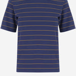 T-SHIRT IN COTONE A RIGHE CON LOGO MJN537 14RTF0XEI MIU MIU 