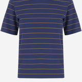 T-SHIRT IN COTONE A RIGHE CON LOGO MJN537 14RTF0XEI MIU MIU 