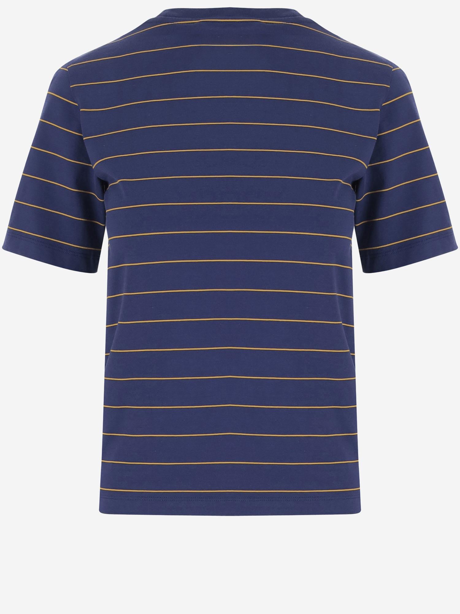 T-SHIRT IN COTONE A RIGHE CON LOGO MJN537 14RTF0XEI MIU MIU 