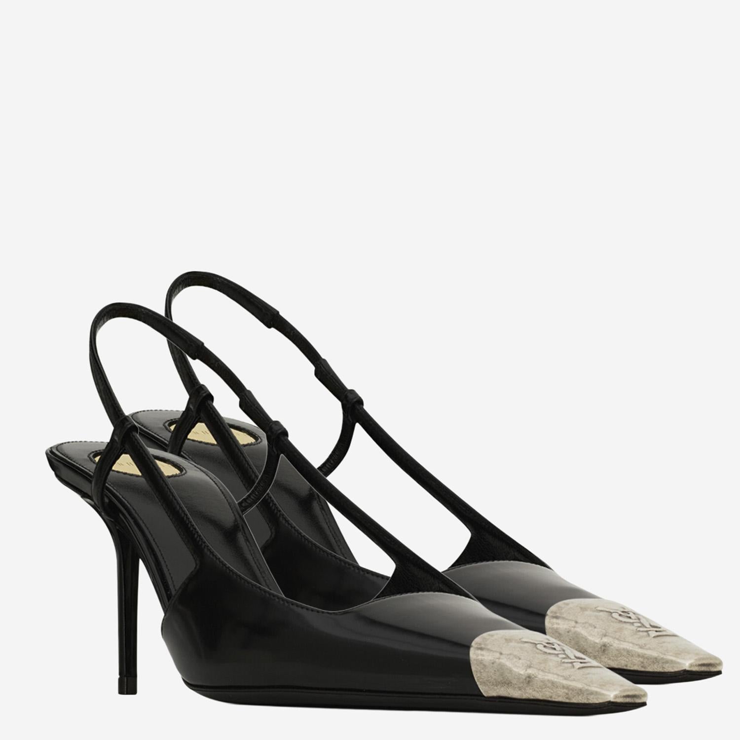 DÉCOLLETÉ APERTE SUL RETRO JEANNE IN PELLE LUCIDA 853184 AAFAN1000 SAINT LAURENT 