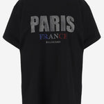 T-SHIRT PARIS STRASS IN COTONE 787349 TRVL51000 BALENCIAGA 