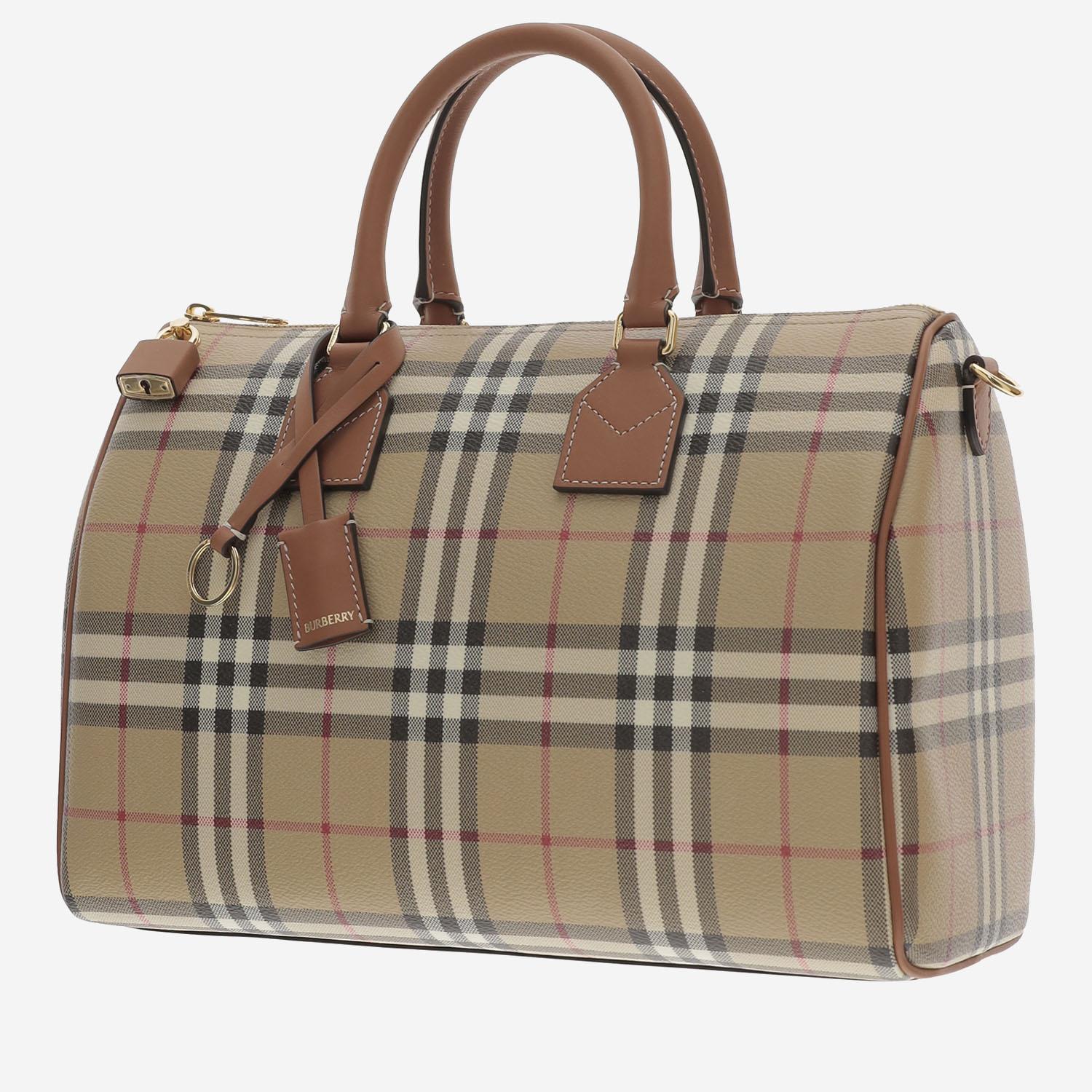 BORSA A MANO IN MISTO COTONE CON MOTIVO CHECK 8119049 VNTGCHKBRIARBROWN BURBERRY 