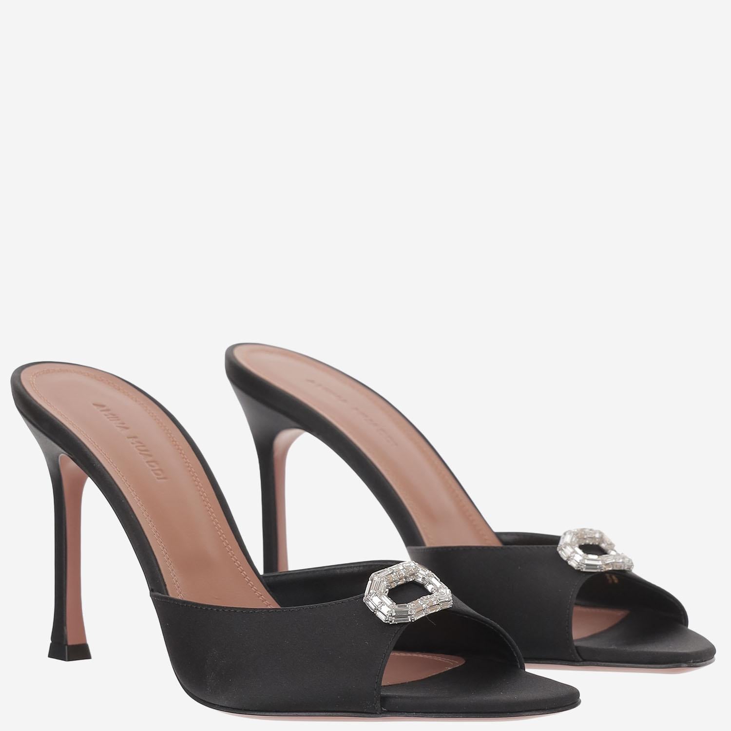 DÉCOLLETÉ MINI CAMELIA IN RASO MINICAMELIASLIPPER 95BLACKWHITE AMINA MUADDI 