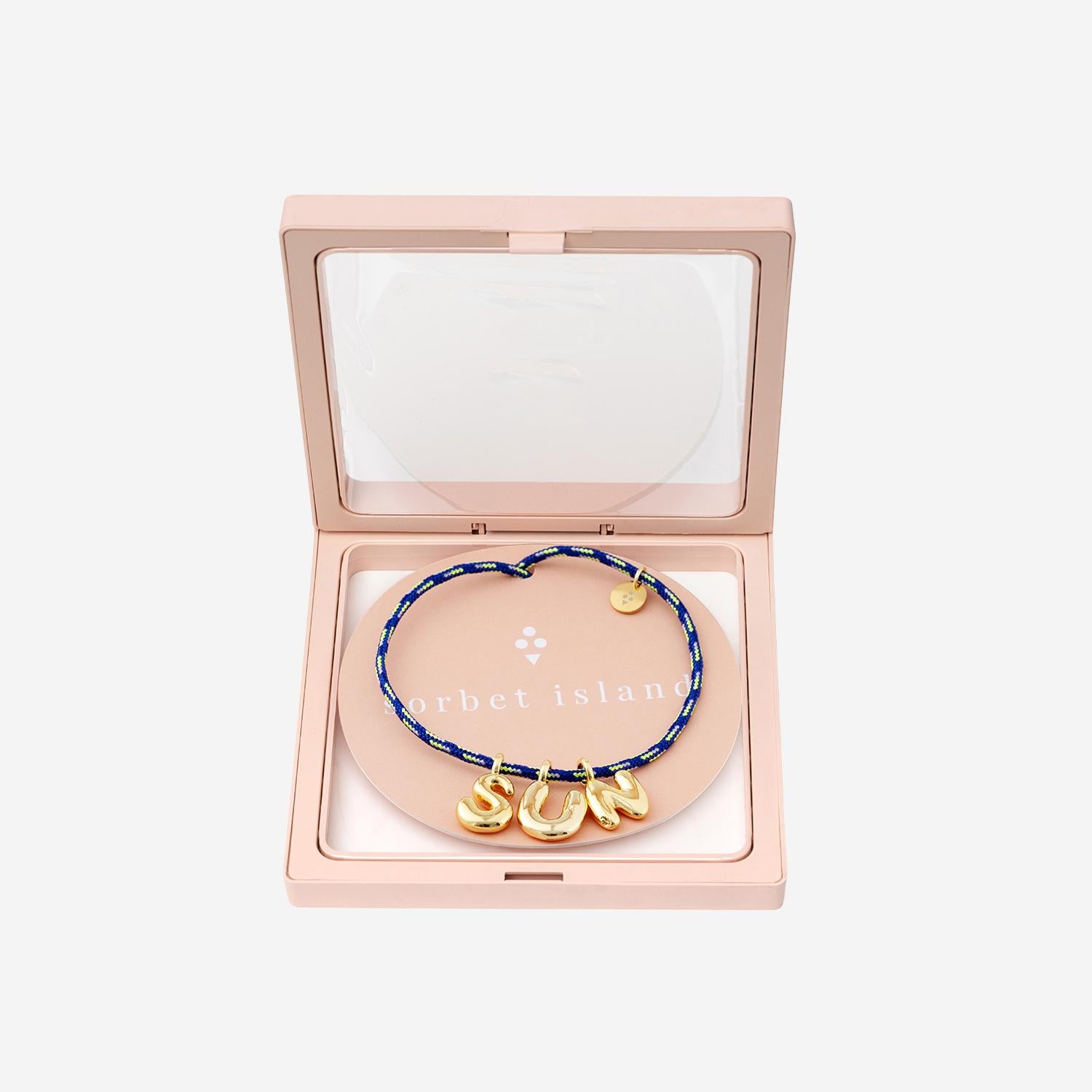 BRACCIALE IN TESSUTO E METALLO BUBBLELETTERSGOLDPLATED SUN SORBET ISLAND 